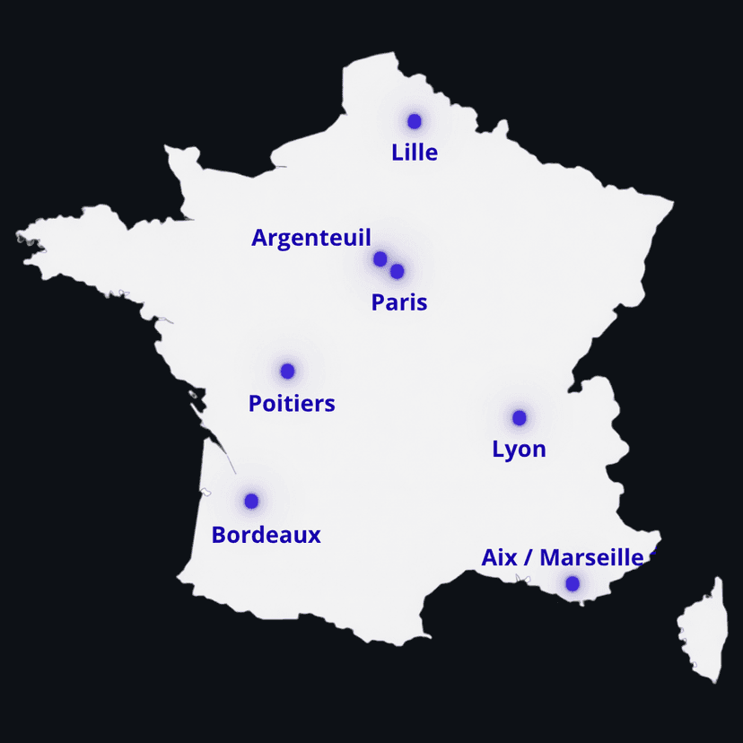 Carte des interventions en France